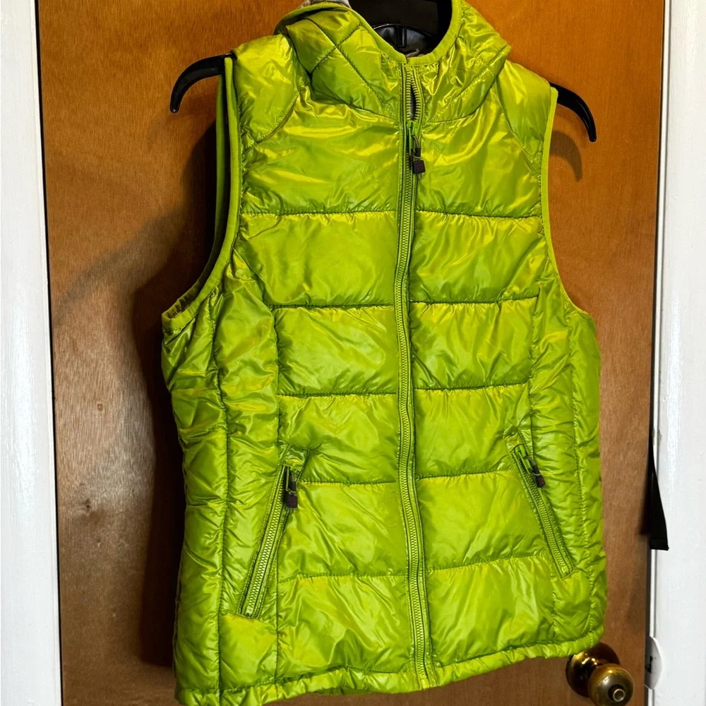 Tangerine Lime Green Puffer Vest - Picture 1 of 8